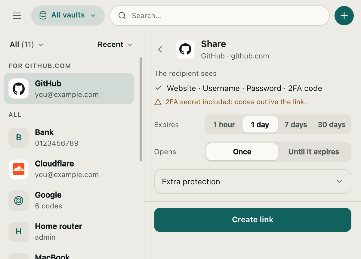 Sharing a login with an expiry and a view limit